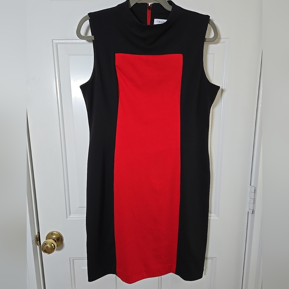 Calvin Klein Ladies Black And Red Sleeveless Dress Size 12